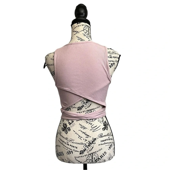 Pacsun PAC Pink Ribbed Ballet Crop Top Womens Beach Summer Festival Rodeo M - Picture 6 of 10